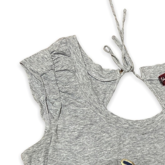 Vintage Y2K Baby Phat Flutter Sleeve T-Shirt Top Tie Back Grey Women’s Size M - Picture 4 of 6